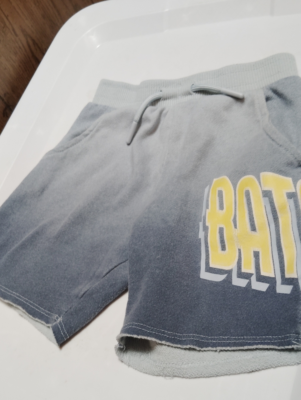 Batman Boys Grey Ombre Shorts with Yellow Logo